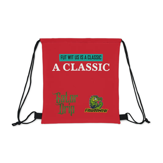 Red Flawdawear x Gator Drip Supa-Heavy Excess-Stunna Hypa-Flex Limited Edition OG Alligator Playuz "Fut Wit Us Is A Classic" Outdoor Playuz Drawstring Bag