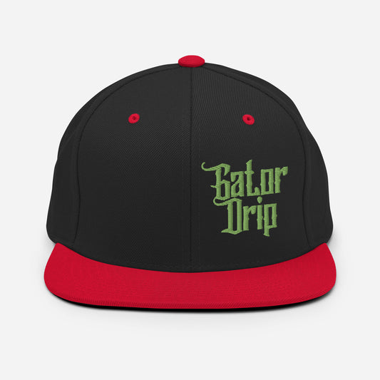 Black/Red Gator Drip x Yupoong 6089M Exclusive Supa-Heavy Excess-Stunna Hypa-Flex Alligator Playuz Limited Edition OG Kiwi Green Logo Classic Snapback Playuz Hat