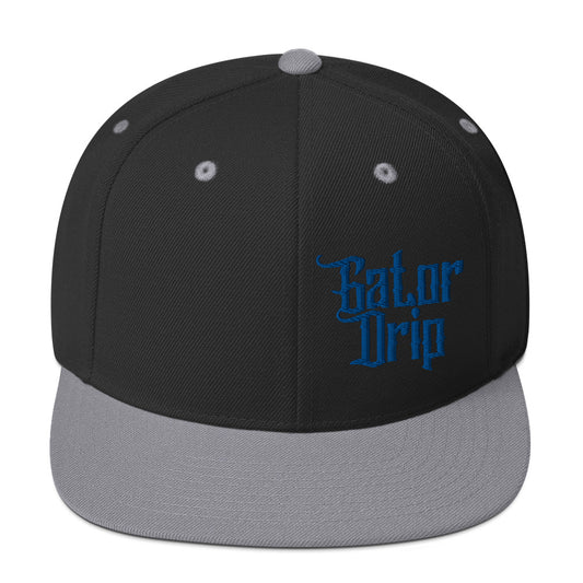 Black/Silver Gator Drip x Yupoong 6089M Exclusive Supa-Heavy Excess-Stunna Hypa-Flex Alligator Playuz Limited Edition OG Royal Blue Logo Classic Snapback Playuz Hat