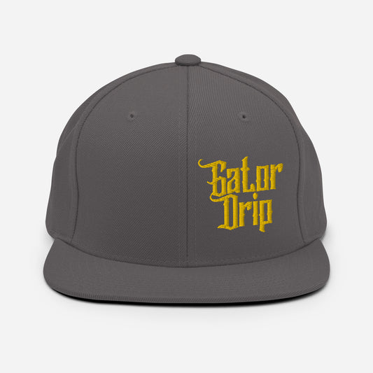 Dark Grey Gator Drip x Yupoong 6089M Exclusive Supa-Heavy Excess-Stunna Hypa-Flex Alligator Playuz Limited Edition OG Yellow Logo Classic Snapback Playuz Hat