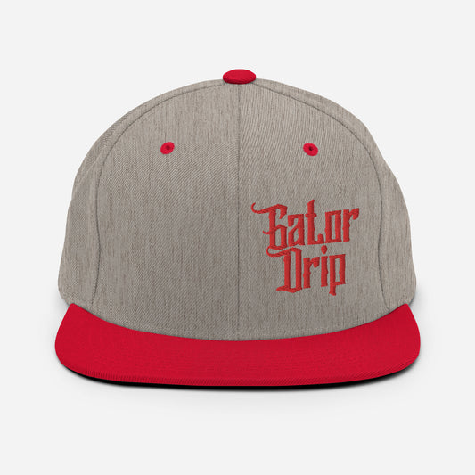 Heather/Grey/Red Gator Drip x Yupoong 6089M Exclusive Supa-Heavy Excess-Stunna Hypa-Flex Alligator Playuz Limited Edition OG Red Logo Classic Snapback Playuz Hat