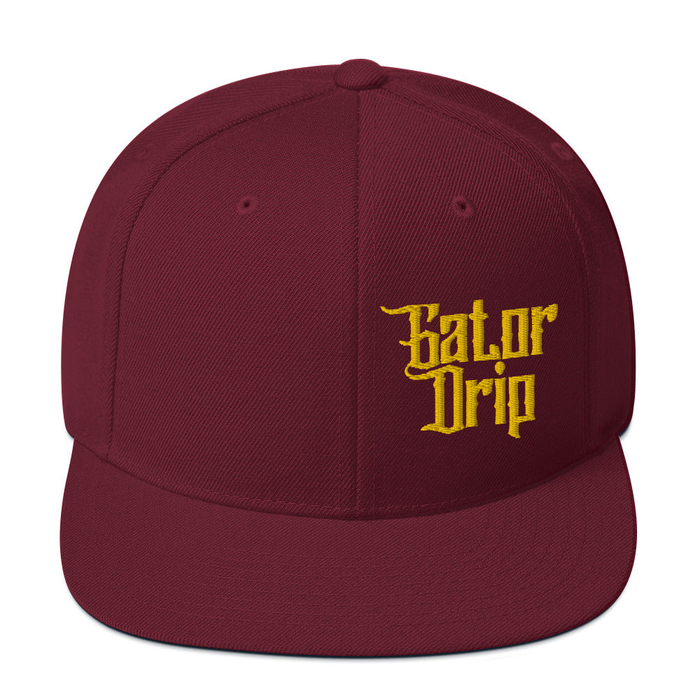 Maroon Gator Drip x Yupoong 6089M Exclusive Supa-Heavy Excess-Stunna Hypa-Flex Alligator Playuz Limited Edition OG Yellow Logo Classic Snapback Playuz Hat