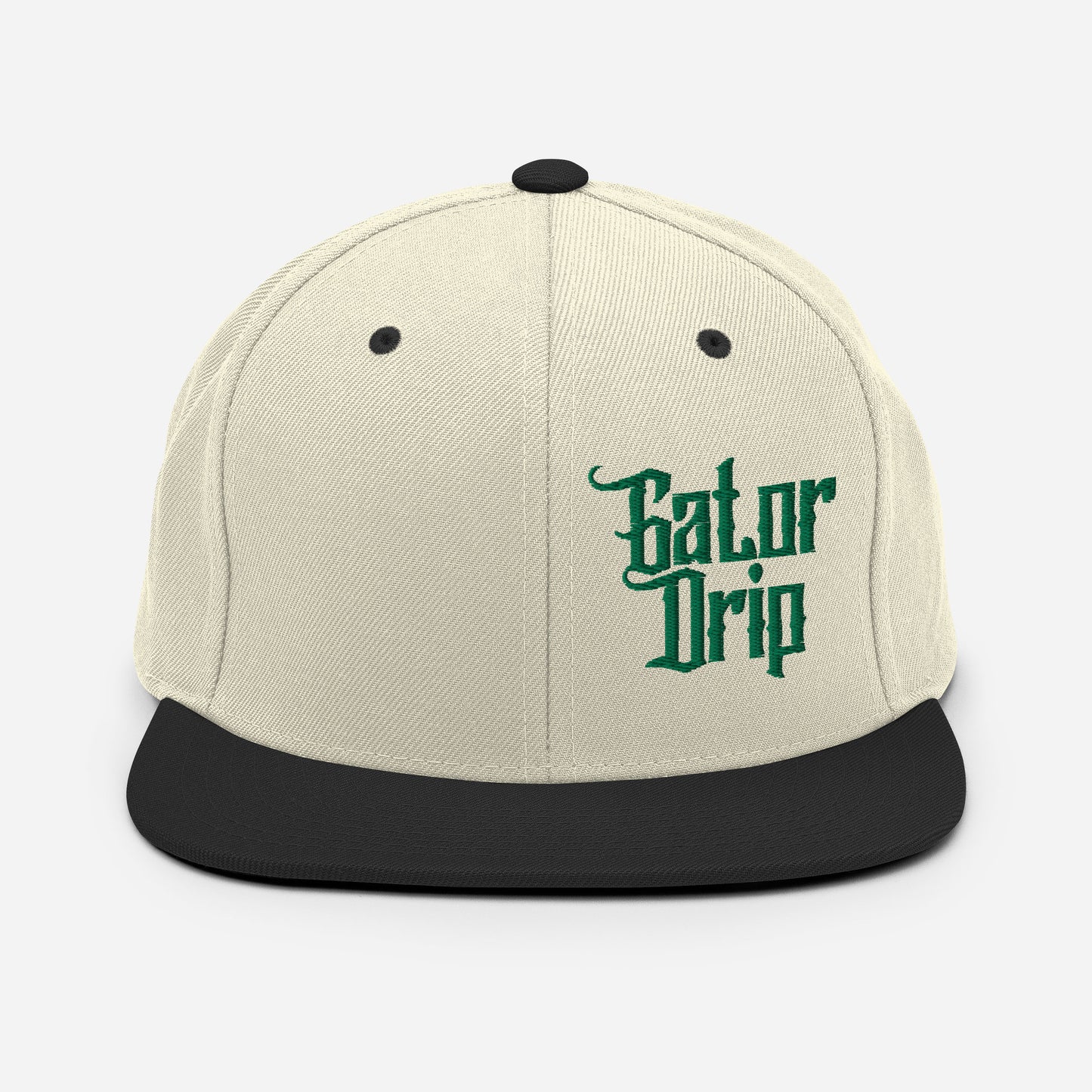 Natural/Black Gator Drip x Yupoong 6089M Exclusive Supa-Heavy Excess-Stunna Hypa-Flex Alligator Playuz Limited Edition OG Kelly Green Logo Classic Snapback Playuz Hat