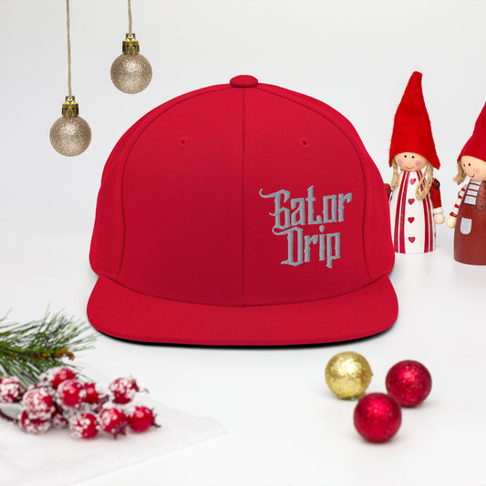 Red Gator Drip x Yupoong 6089M Exclusive Supa-Heavy Excess-Stunna Hypa-Flex Alligator Playuz Limited Edition OG Grey Logo Classic Snapback Playuz Hat