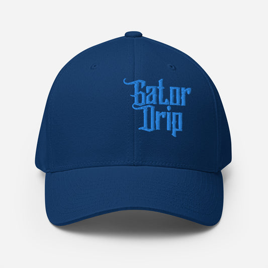 Royal Blue Gator Drip Exclusive Supa-Heavy Excess-Stunna Hypa-Flex Alligator Playuz Limited Edition OG Aqua Teal Logo Fitted Twill Playuz Cap