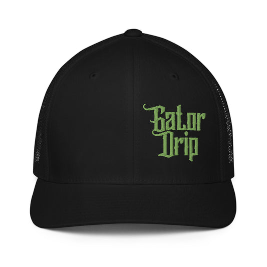 Black Gator Drip Flexfit Exclusive Supa-Heavy Excess-Stunna Hypa-Flex Alligator Playuz Limited Edition OG Yellow Logo Fitted Trucka Playuz Cap