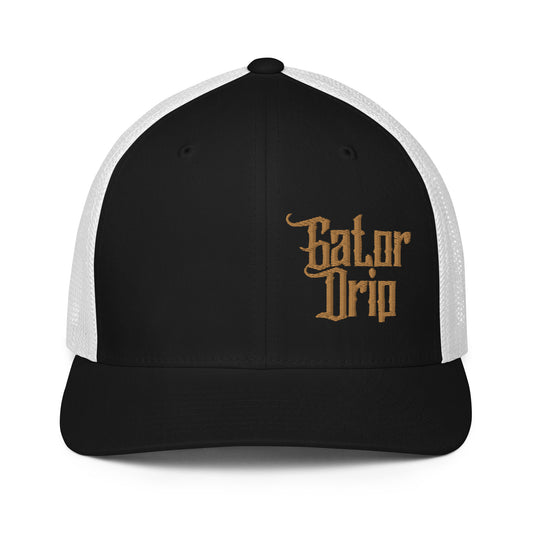 Black/White Gator Drip Flexfit Exclusive Supa-Heavy Excess-Stunna Hypa-Flex Alligator Playuz Limited Edition OG Old Gold Logo Fitted Trucka Playuz Cap