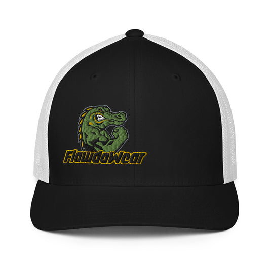 Black/White Flawdawear Limited Edition OG Alligator Papuh Playuz Fitted Truckuz Playuz Cap