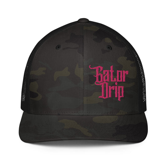 Multi Camo-Black/Black Gator Drip Flexfit Exclusive Supa-Heavy Excess-Stunna Hypa-Flex Alligator Playuz Limited Edition OG Flamingo Logo Fitted Trucka Playuz Cap
