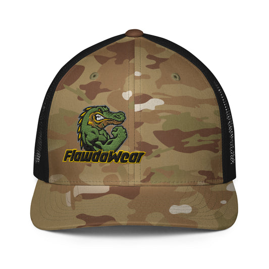 Multi-Camo Flawdawear Limited Edition OG Alligator Papuh Playuz Fitted Truckuz Playuz Cap