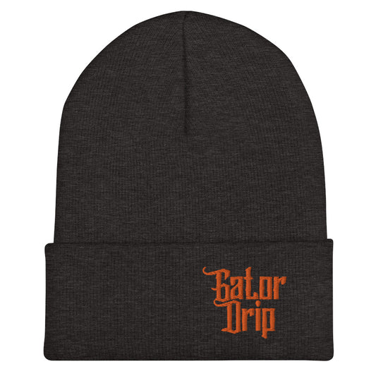 Dark Grey Gator Drip x Yupoong 1501KC Exclusive Supa-Heavy Excess-Stunna Hypa-Flex Alligator Playuz Limited Edition OG Orange Logo Cuffed Playuz Beanie