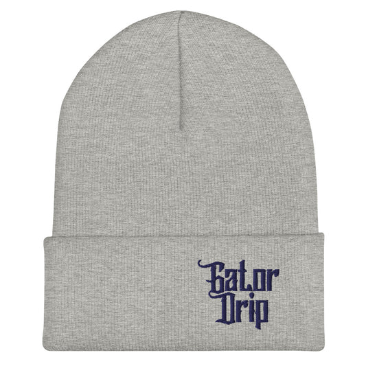 Heather Grey Gator Drip x Yupoong 1501KC Exclusive Supa-Heavy Excess-Stunna Hypa-Flex Alligator Playuz Limited Edition OG Navy Logo Cuffed Playuz Beanie