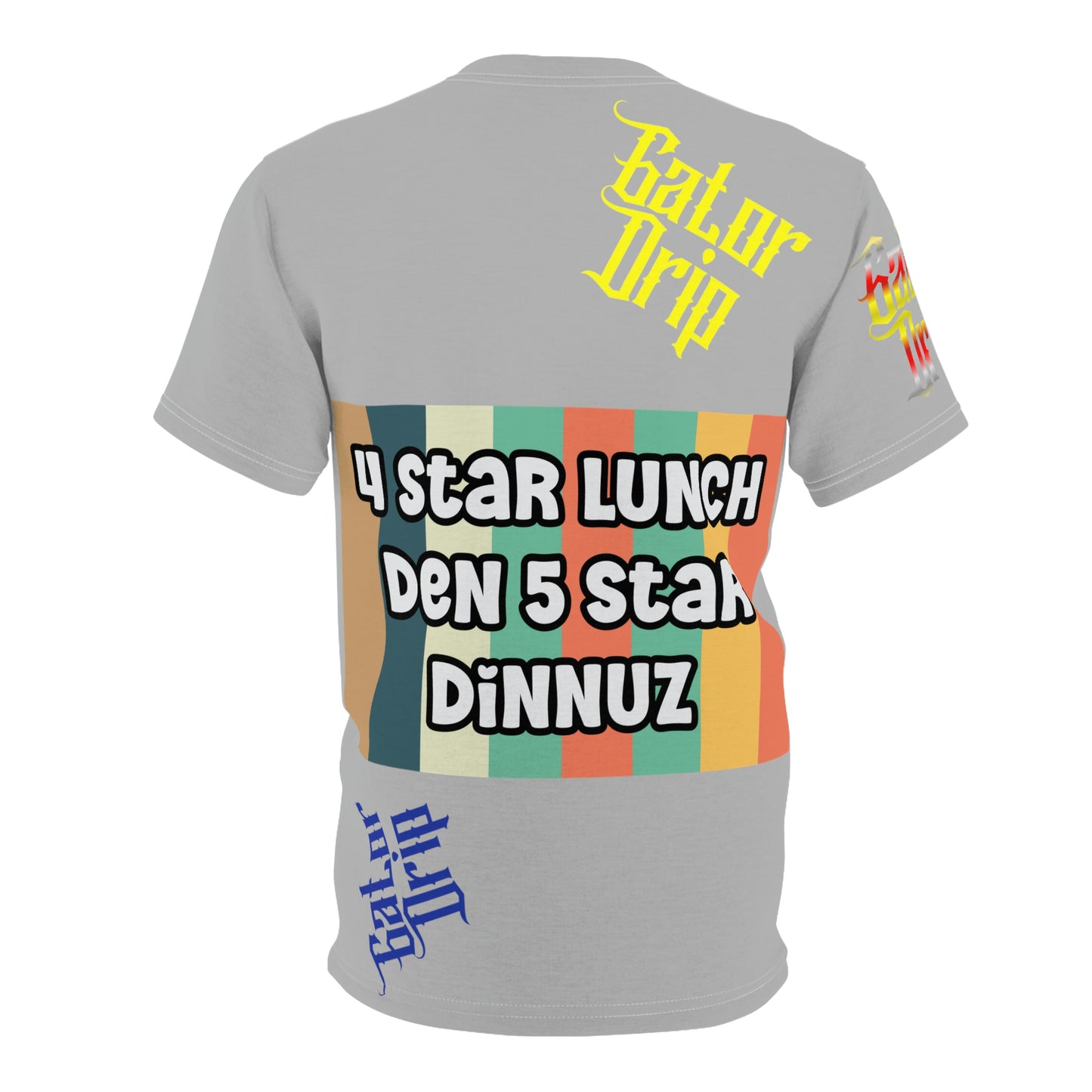 Light Grey Gator Drip Exclusive Supa-Heavy Excess-Stunna Flex Alligator Playuz Limited Edition OG Multi-Logo Rich Daddy “4 Star Lunch Den 5 Star Dinnuz" Unisex Cut & Sew Playuz Tee