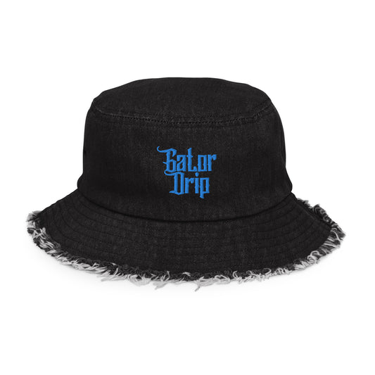 Black Gator Drip Exclusive Supa-Heavy Excess-Stunna Flex Alligator Playuz Distressed Limited Edition OG Denim Bucket Playuz Hat