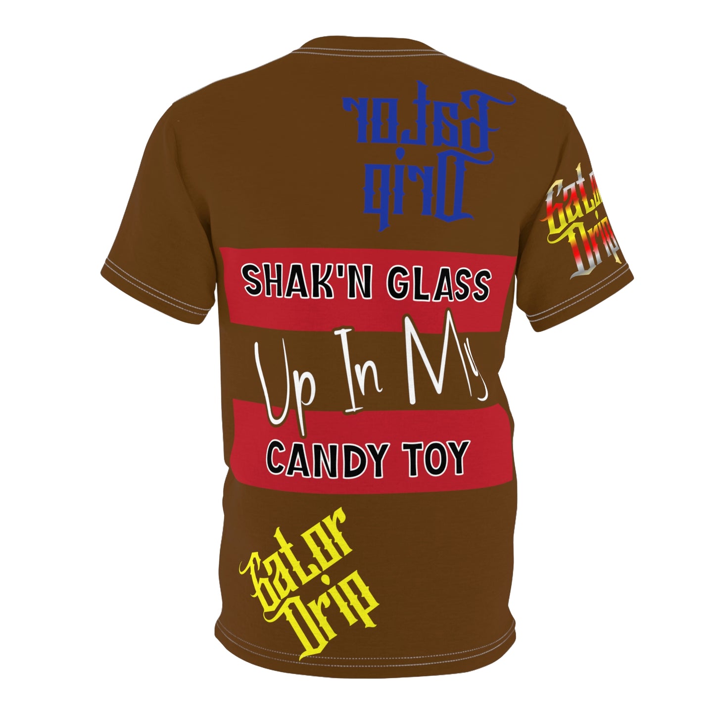 Brown Gator Drip Exclusive Supa-Heavy Excess-Stunna Flex Alligator Playuz Limited Edition OG Multi-Logo Flawda Mane “Shak’n Glass Up In My Candy Toy" Unisex Cut & Sew Playuz Tee