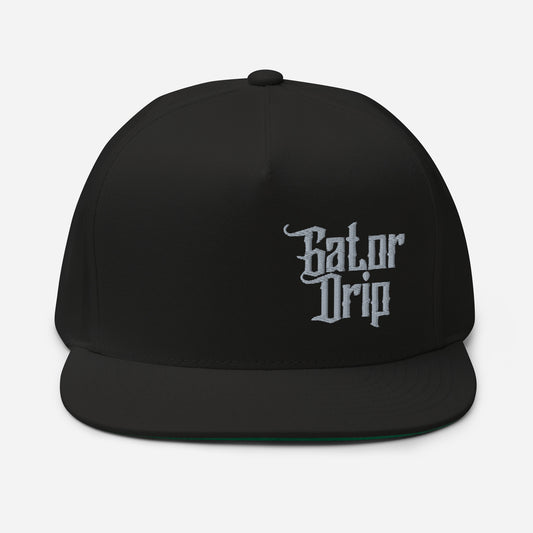 Black Gator Drip x Yupoong 6007 Exclusive Supa-Heavy Excess-Stunna Hypa-Flex Alligator Playuz Limited Edition OG Grey Logo Flat Bill Playuz Cap