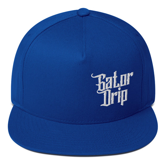 Royal Blue Gator Drip x Yupoong 6007 Exclusive Supa-Heavy Excess-Stunna Hypa-Flex Alligator Playuz Limited Edition OG White Logo Flat Bill Playuz Cap