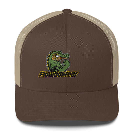 Brown/Khaki Flawdawear Limited Edition OG Alligator Papuh Playuz Retro Truckuz Playuz Hat