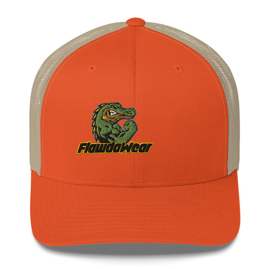 Rustic Orange/Khaki Flawdawear Limited Edition OG Alligator Papuh Playuz Retro Truckuz Playuz Hat