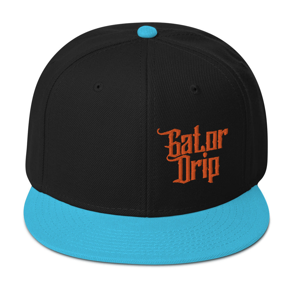 Aqua Blue/Black Gator Drip Exclusive Supa-Heavy Excess-Stunna Hypa-Flex Alligator Playuz Limited Edition OG Orange Logo Snapback Playuz Hat