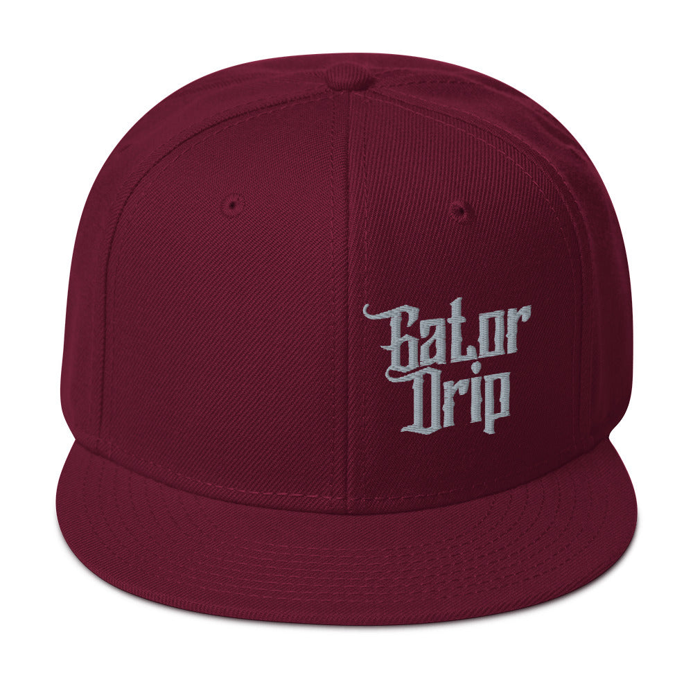 Burgundy Gator Drip Exclusive Supa-Heavy Excess-Stunna Hypa-Flex Alligator Playuz Limited Edition OG Grey Logo Snapback Playuz Hat