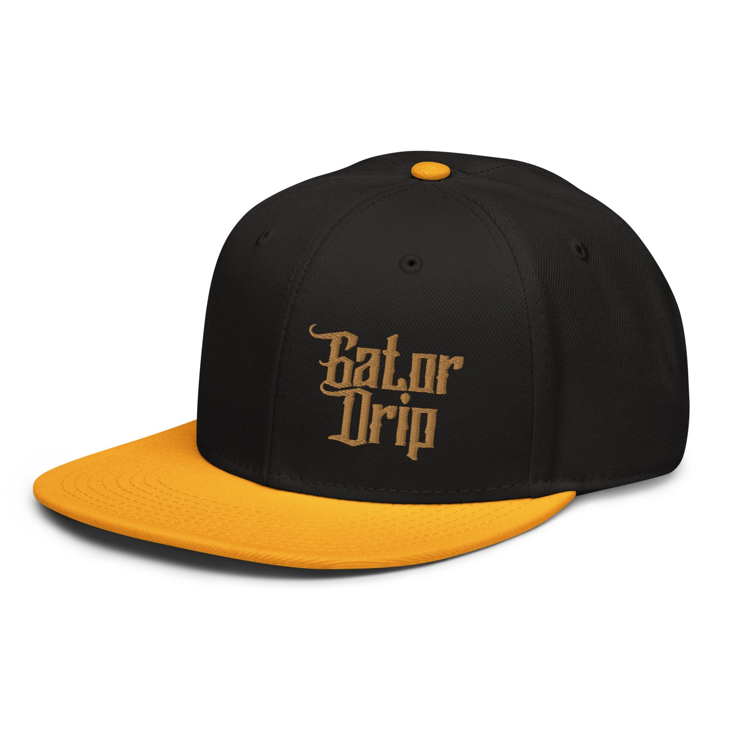 Gold/Black Gator Drip Exclusive Supa-Heavy Excess-Stunna Hypa-Flex Alligator Playuz Limited Edition OG Old Gold Logo Snapback Playuz Hat