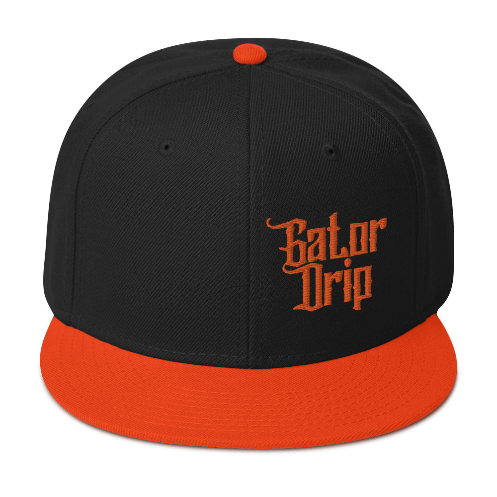 Orange/Black Gator Drip Exclusive Supa-Heavy Excess-Stunna Hypa-Flex Alligator Playuz Limited Edition OG Orange Logo Snapback Playuz Hat