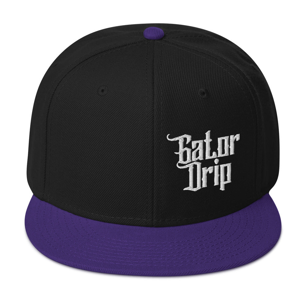 Purple/Black Gator Drip Exclusive Supa-Heavy Excess-Stunna Hypa-Flex Alligator Playuz Limited Edition OG White Logo Snapback Playuz Hat