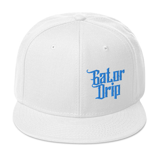 White Gator Drip Exclusive Supa-Heavy Excess-Stunna Hypa-Flex Alligator Playuz Limited Edition OG Light Blue Logo Snapback Playuz Hat