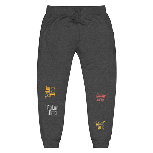 Charcoal Heather Gator Drip Exclusive Supa-Heavy Excess-Stunna Flex Alligator Playuz Limited Edition OG Multi-Logo Logo Playuz Fleece Sweatpants