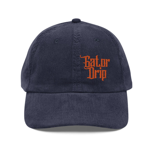Navy Gator Drip Exclusive Supa-Heavy Excess-Stunna Hypa-Flex Alligator Playuz Limited Edition OG Orange Logo Vintage Corduroy Playuz Cap